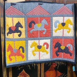 Hand Made Colorful Carousel Horse Quilt